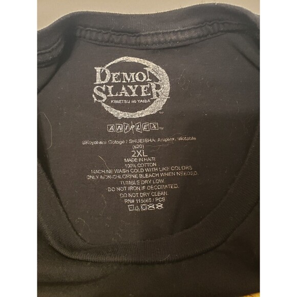 DEMON SLAYER T SHIRT MENS XXL 2XL BLACK YELLOW KIMETSU NO YAIBA MANGA ANIPLEX - Picture 4 of 7